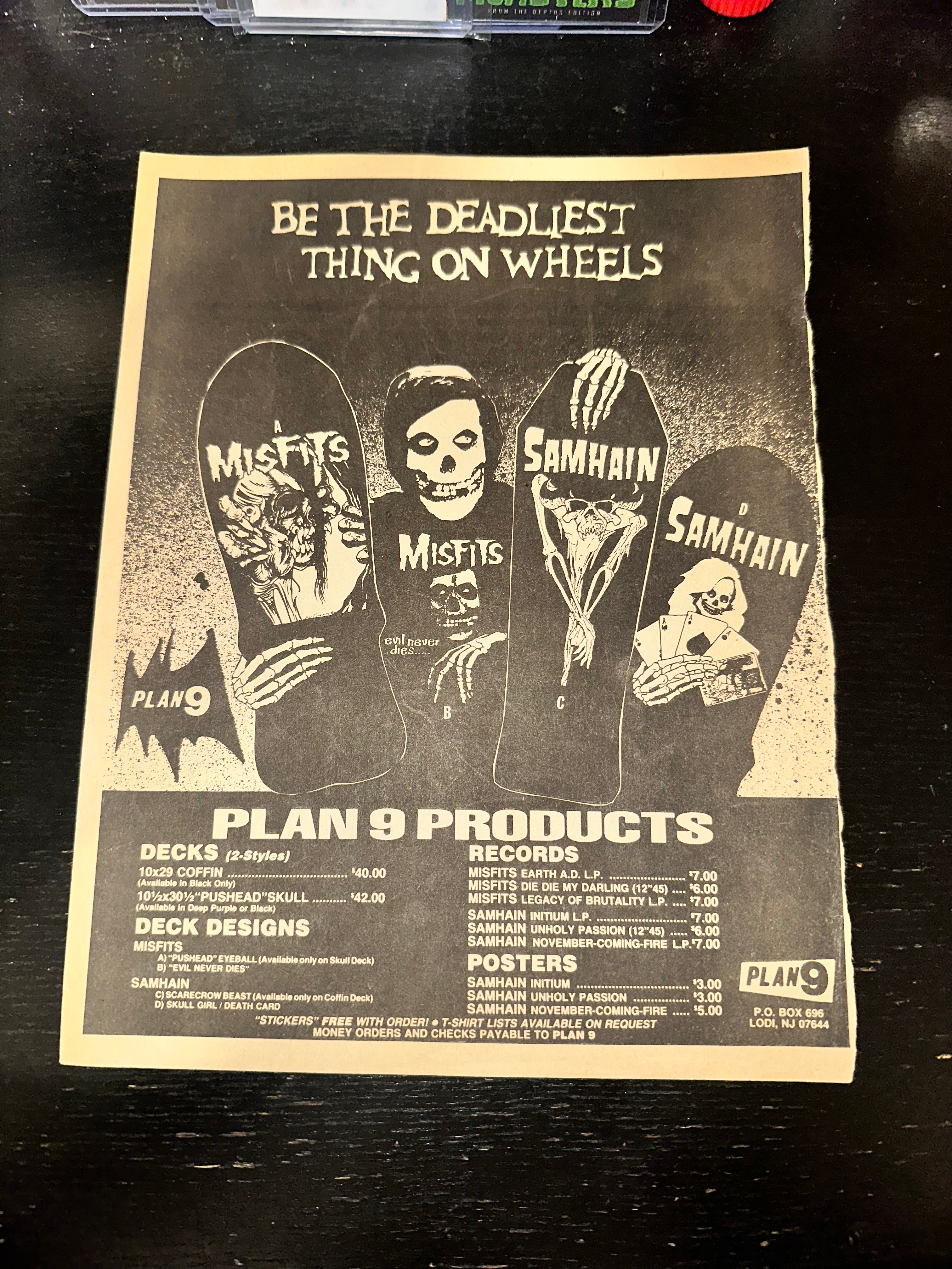 Misfits Samhain Skateboard Ad From Thrasher 1986 Danzig – The