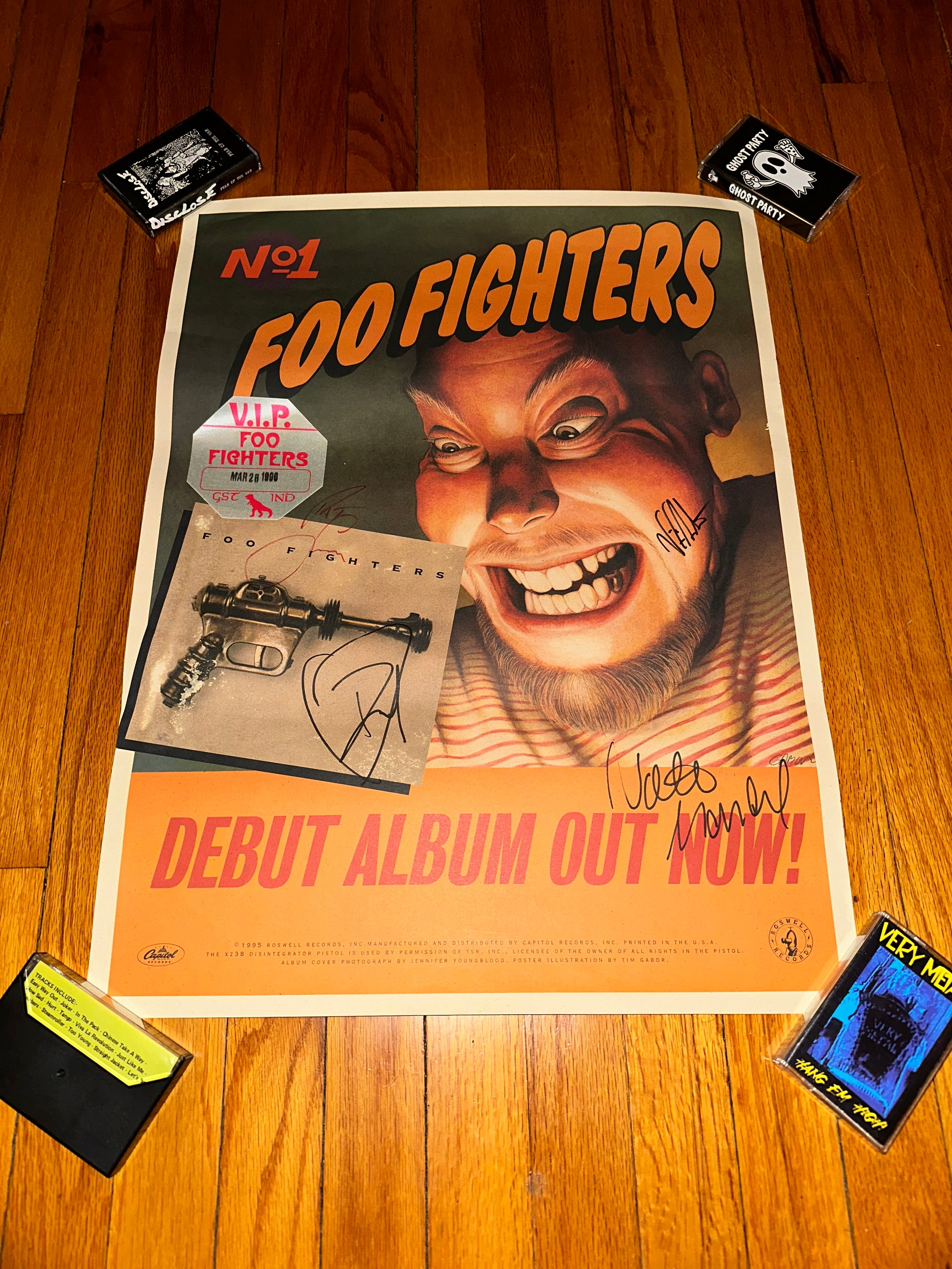 FOO FIGHTERS S/T 1995 ORIGINAL 18x24 PROMO POSTER SIGNED ALL
