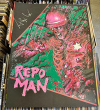 Load image into Gallery viewer, Repo Man Signed By Alex Cox Glow In The Dark Screen Print Poster 18x24
